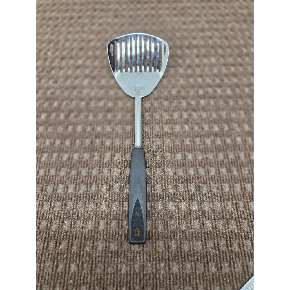 Stainless Steel Slotted Fish Turner Spatula Black Handle 11.5 Inch Kitchen Tool